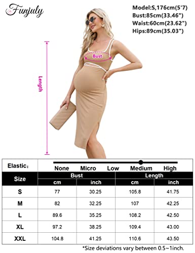 Funjuly Womens Maternity Cutout Tank Dress Summer Casual Sleeveless Side Slit Ribbed Bodycon Party Midi Dress For Baby Shower Khaki M #TOP6