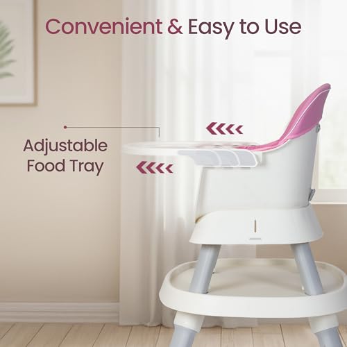 Image of Luvlap Imperial 6in1 Baby High Chair with Learning Table & Stool, Booster Chair with Food Tray, 5 Point Harness, Foldable and Compact Travel Friendly, Baby Chair for 6 to 48 Month, Lightweight, Pink