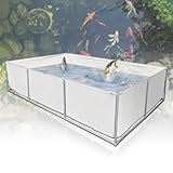 XZFRYUI 大型水槽/立体養魚池 アルミニウム合金フレーム 強化キャンバス製 簡単組み立て 多用途貯水タンク1x1x0.5Mホワイト