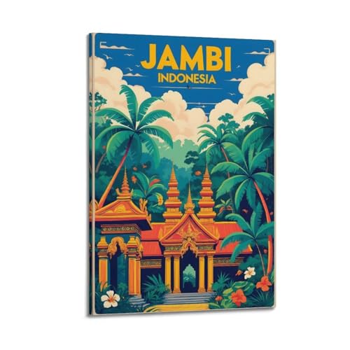 Poster de voyage Jambi Indonésie 30x45cm décoration murale moderne style cadre