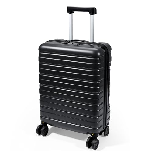Lekesky Handgepäck Koffer 45x36x20cm - Trolley Handgepäck mit TSA Schloss und 4 Abnehmbaren Rollen Leicht Hartschale für EasyJet(unter Sitz) Lufthansa Eurowings Ryanair Priority 32L Schwarz