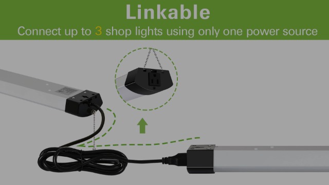 Image of hykolity 4FT 120W LED Shop Light Linkable,13000LM(400w Equivalent) | Utility Shop Lights for Garages, Workshops, Basements, Hanging or FlushMount, with Power Cord and Pull Chain,ETL,2 Pack