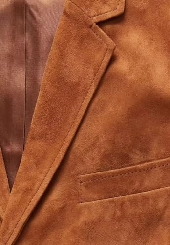 Men's V-Neck Suede Blazer 2- Buttons Retro Casual Slim Fit Faux Leather Sports Jacket2