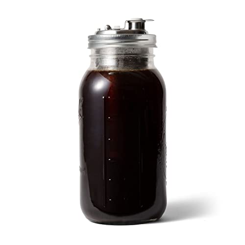 Jarware Cafeteira Cold Brew e tampa de infusor de chá para potes de boca larga, preta