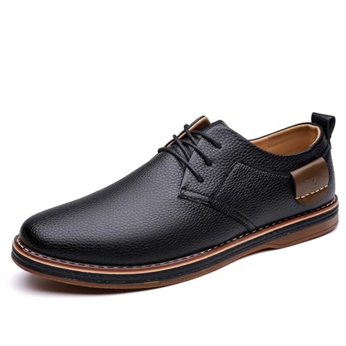 Veslexth Men Casual Driving Loafers Breathable Comfort Walking Wing Tips Lace Up Luxury Leather Shoes for Male Business Work Office Dress Outdoor Sneakers Black