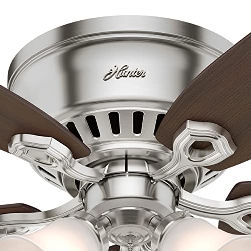 Hunter Fan Company, 53328, 52 Inch Builder Brushed Nickel Low Profile Ceiling Fan With Led Light Kit And Pull Chain #TOP7