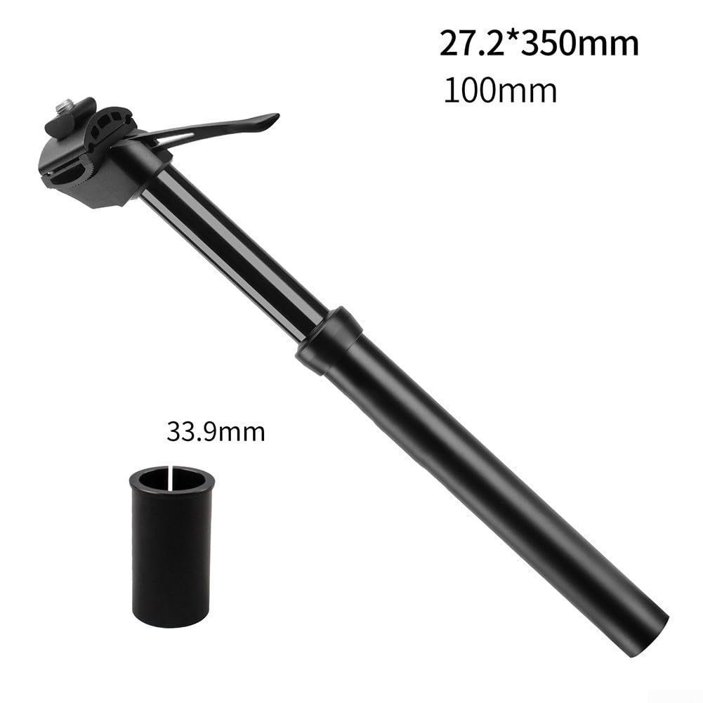 Fahrrad-Sattelstütze mit Drahtsteuerung – 27,2 mm hydraulisches Sattelrohr kompatibel mit MTB – Aluminiumlegierung, 350 oder 400 mm Länge, schwarz (27,2 x 350 mm)