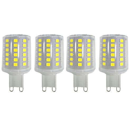 HUAMu Bombillas LED G9 8W, redondas planas, 88 chips LED, equivalentes a bombillas halógenas de 80W, 800LM, 6000K, luz diurna, ángulo de haz de 360 °, CA 220-240V, no regulable, 4 paquetes
