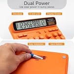 VEWINGL Desktop Calculator with Extra Large LCD Display, 12-Digit Dual Power Solar & Battery Calculator, Big Button Office Calculator for Accounting, Home, School & Business Use (Luxury Orange)