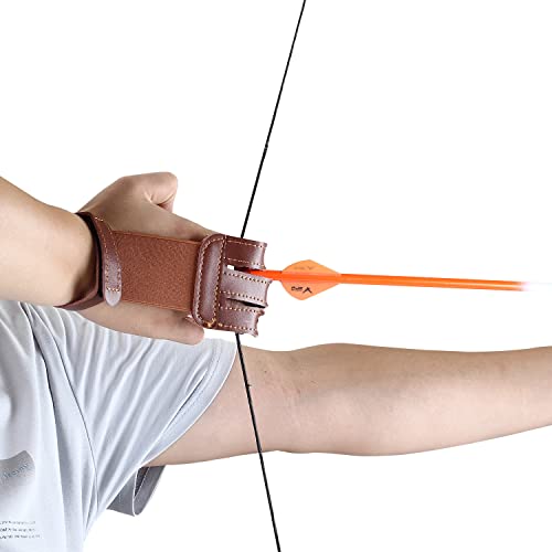 Fenjaner Archery Glove 3 Finger Guard Leather Finger Tab For Adult Youth Beginner (Brown) #TOP5