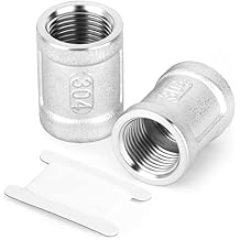 TAISHER 2PCS 304 Stainless Steel Cast Pipe Fitting, Coupling, 1" x 1" NPT Female Threaded