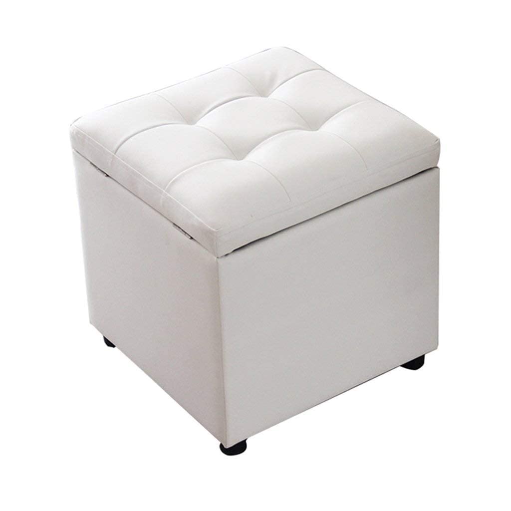 Taburete de sofá Blanco con Arcón para Organizar Salones Pequeños de PU