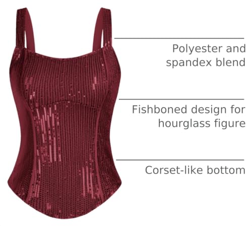 Image of GRACE KARIN Sequin Tank Tops for Women Bustier Corset Top Sparkle Sexy Slim Camisole Sleeveless Party