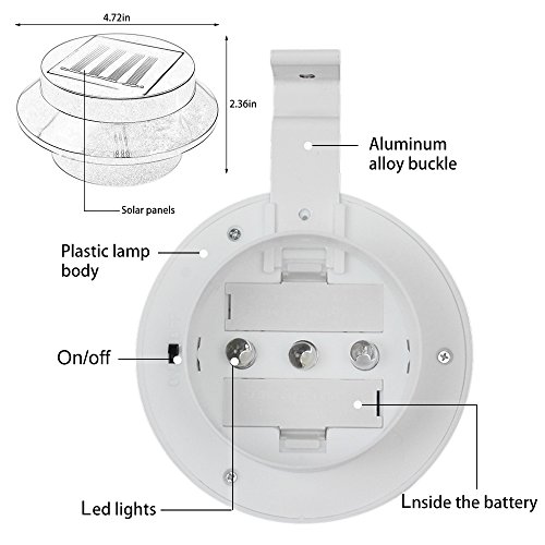 6Pack Outdoor Solar Gutter LED Lights - White Sun Power Smart Solar Gutter Night Utility Security Light