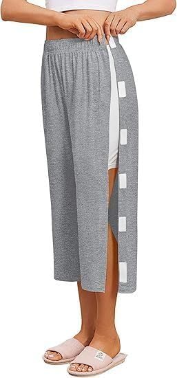 Pantaloni Capri Staccabili da Donna per Recupero Post-Operatorio Sostituzione Anca Ginocchio Caviglia Adattivi,3XL