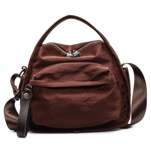 Solid Color Nylon Crossbody Bag for Women Soft Handbag with Top Handle Casual Shoulder Bag Elegant Square Purse