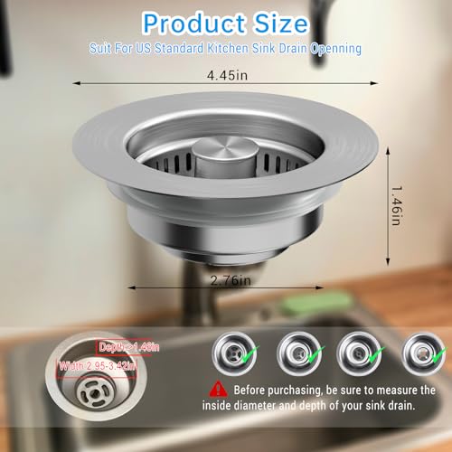 Colador desagüe de fregadero de cocina 3 en 1 acero inox miniatura 5