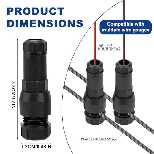 Connecteurs câbles basse tension éclairage paysager étanches pour lampe extérieur et spot de chemin - 2
