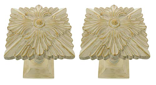 Urbanest Set of 2 Maximo Drapery Medallion Holdback, 2 3/4-inch Square, Gilded French White