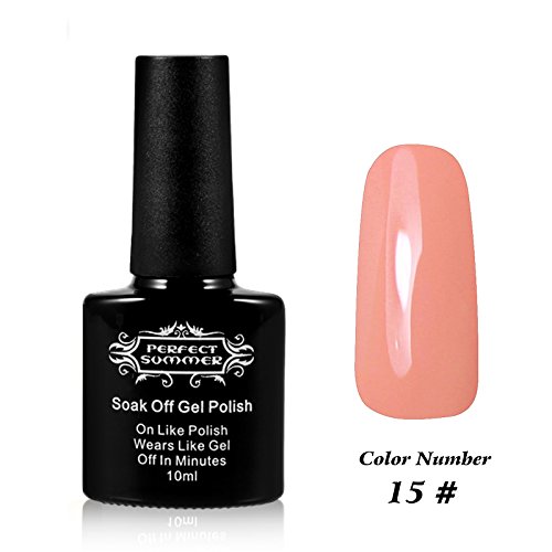 Perfect Summer Professional 10ml Gel Nail Polish UV LED Light Soak Off Nail Lacquer Varnish Pure Color French Manicure Art - #15 Salmon Pink