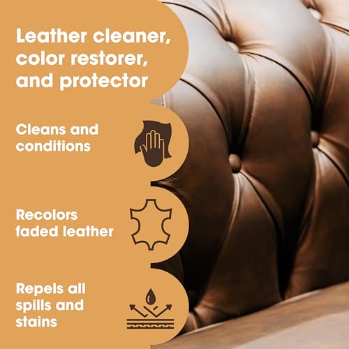 Furniture Clinic Leather Complete Restoration Kit | with Leather Recoloring Balm, Cleaner, 2-in-1 Protection Cream & Conditioner, Sponge, and Cloth | Repair Kit for Furniture (Dark Brown) - Image 3