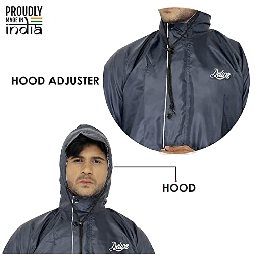 Image of THE CLOWNFISH Polyester One Standard Length Raincoat For Men Reversible Waterproof Bike Double Layer With Hood And Reflector Logo At Back Night Travelling Deluxe Series