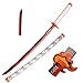 Skyward Blade Anime Cosplay aus Holz, Rengoku Kyoujurou Samurai Schwert, Spielzeug für Kinder, Anime-Fans, The Special Messer of Demon Slayer Weiß Katana Messer