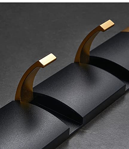 Wand-Kleiderbügel, 5 Licht, luxuriöser, unsichtbarer, Faltbarer Handtuchhalter im europäischen Stil, Wandhaken-Aufhänger für Badezimmer, Küche, Schlafzimmer, Flur, schwarzgoldene Kleiderhakenleiste (