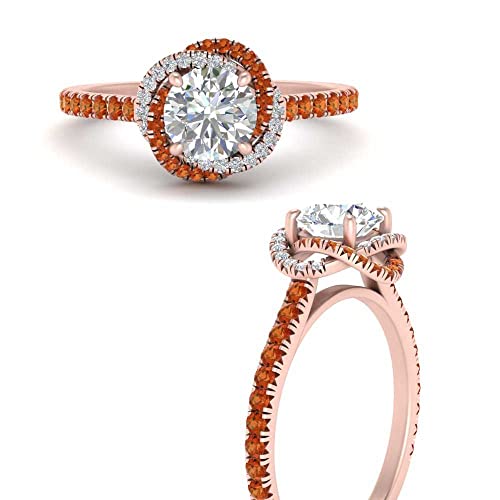 Image of 55Carat Choose Your Gemstone Flower Diamond CZ Ring rose gold plated Round Shape Halo Engagement Rings Ornaments Surprise for Wife Symbol of Love Clarity Comfortable US Size 4 to 12