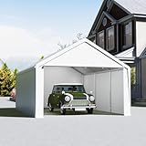UISEBRT Zeltgarage 4x6 m – Carport, Garagenzelt & Lagerzelt in einem – Unterstand & Weidezelt mit robuster PE Plane, Stahlrahmen, Dach- & Bodenverstärkung – wetterfest für Auto, SUV (Weiß)