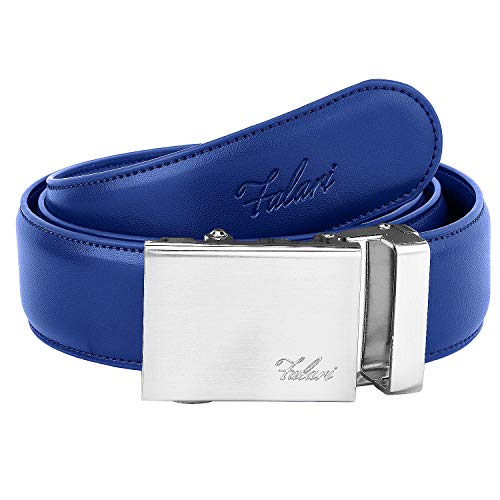 Image of Falari Men Unisex Genuine Leather Ratchet Dress and Casual Belt, Automatic Sliding Buckle, Trim to Fit