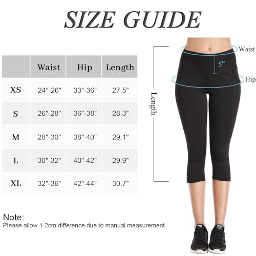 SIMIYA Womens Sports Leggings High Waist Cropped Leggings with Pockets 3/4 Length Capris Pants Sports Gym Workout Running Yoga Pants - Image 5