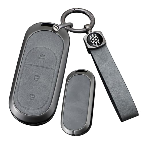 Funda para llave Leapmotor de piel y metal carcasa elegante color gris