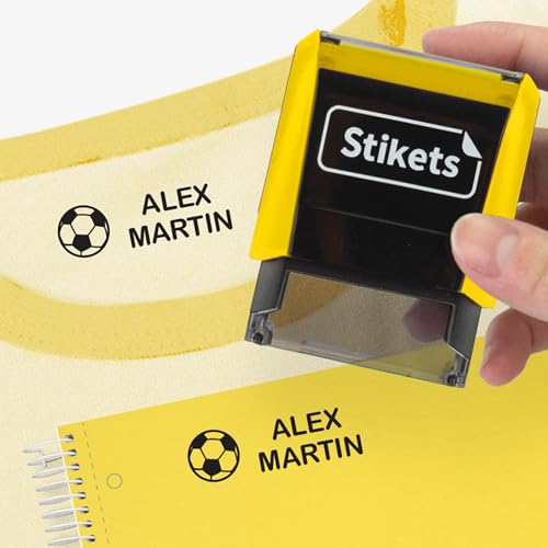 Sello personalizado para ropa y objetos de niños para el cole o la guardería | Marcador con nombre permanente con iconos - Stikets (Cyber Yellow)