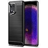 Qiinogow Cover Compatibile con OPPO Find X5 Pro, Custodia per Telefono Slim Fit con Antiurto, Anti-Graffio, Case Protettiva in Gomma TPU in Fibra di Carbonio, Nero