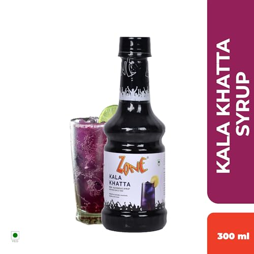 Image of Zone Kala Khatta syrup 300ml | Nostalgic Tanginess with a Modern Twist | Ideal for Mocktails, Cocktails, Lemonades, Iced Teas & More | 35+ Flavours (Pack of 3)