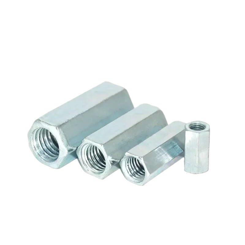 Round Coupling Nuts, Pack of 40 M5 M6 M8 Hex Coupling Nuts Carbon Steel Galvanized Length 10-30mm(M8x12x20)