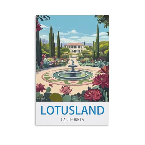 WHCNGEH Lotusland California Vintage Travel Posters 08x12inch(20x30cm) Canvas Art Print Wall Art Decor Picture