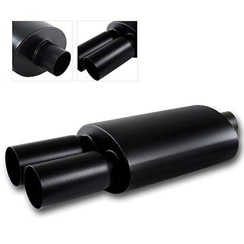 S SIZVER Weld-On Muffler Series Universal 3" Dual Tip Black Stainless Steel Weld On Exhaust Muffler 2.5" Inlet
