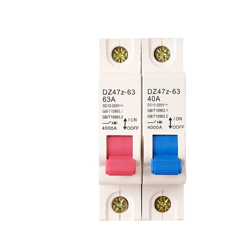 DZ47 32A 40A 63A 12V-220V Din Rail DC MCB Circuit Breaker Battery Car Protector Electric Vehicle Motorcycle Air Switch(Blue,63A)