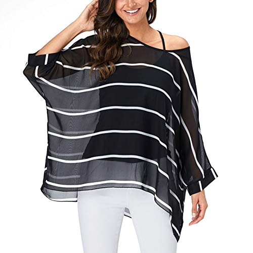 Image of Ckikiou Plus Size Batwing Flowy Semi Sheer Chiffon Blouse Tunic for Women Summer Floral Print Boho Beach Cover ups