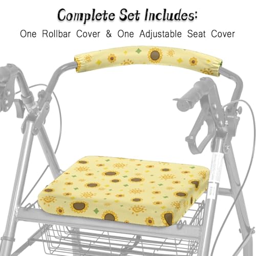Image of Soft Universal Walker Seat Covers, Sunflower Adjustable Rollator Backrest and Seat Covers, Accessories for Seniors Women Men