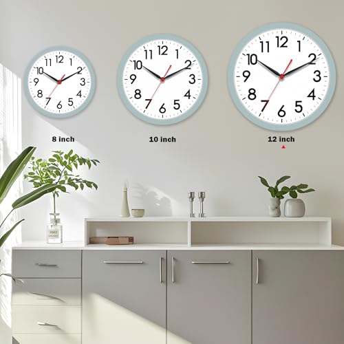 Image of AKCISOT Wall Clock, Modern Small Wall Clocks Battery Operated 12 Inch, Silent Non-Ticking Analog Classic for Office, Home, Bathroom, Kitchen, Bedroom, School(Blue Gray)