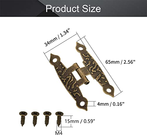 Charnières métalliques pliantes 65x33mm bronze pour tiroir de boîte à outils - 3