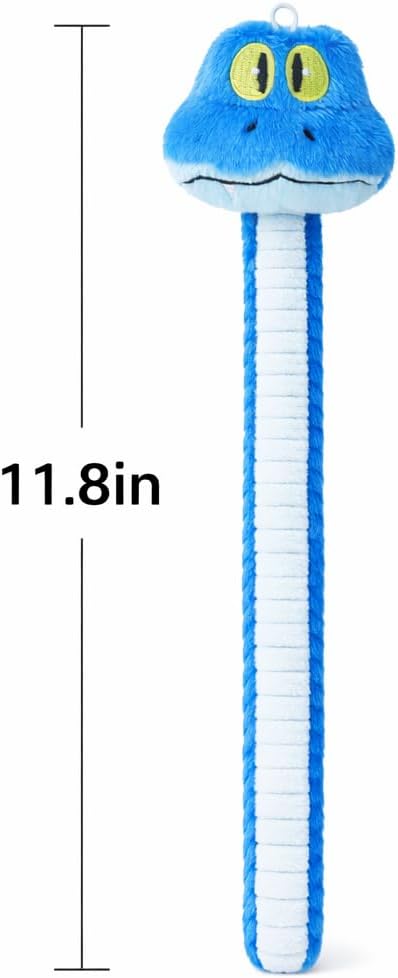 11.8 in Cute Blue Snake Plush Toy - Cartoon Stuffed Snake Doll with Flexible Body for Bending, for Boys, Girls, Animal Lovers, Fans, Birthdays, and Holidays (Small)