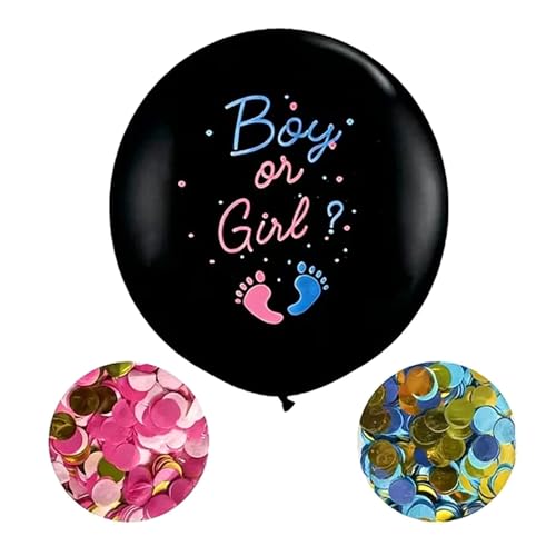 Ovanda 36 Zoll Gender Reveal Ballon,Boy or Girl Ballons mit Rosa Blau Konfetti,Groß Latexballon,Geschlecht Verkünden Ballons,Baby Shower Party,Geschlechtsverkündung Ballon,für Gender Reveal Party Deko