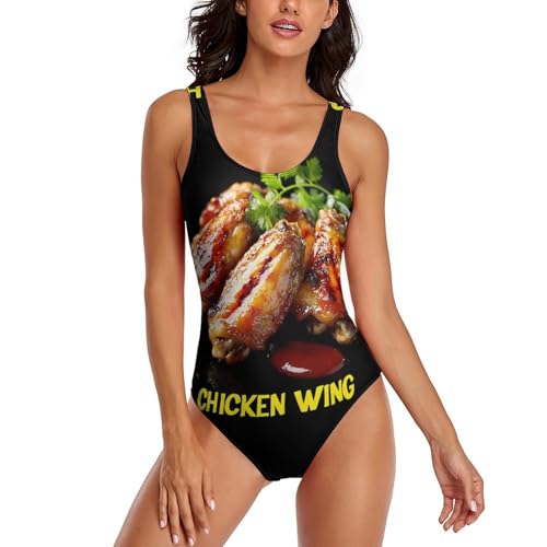 Traje de baño Divertido con Forma de ala de Pollo para Mujer, con Espalda Descubierta, Ideal para la Playa en Verano.