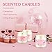 Valentine's Day Pink Scented Candles-12Pcs 3.5oz Each-Natural Plant Essential Oils & Cotton Wick, Aromatherapy Candle for Relaxing Stress Relief, Home Decor & Romantic Gifts for Her.