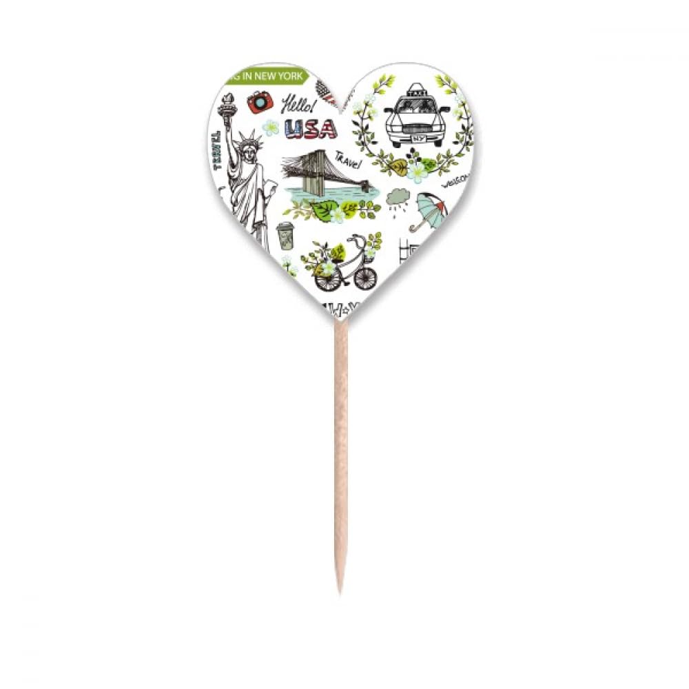 Drapeaux cure-dents de décoration style graffiti Liberty pour cake topper et buffet
