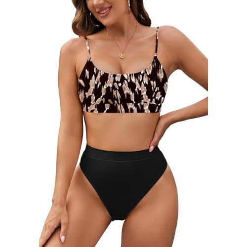 Pink Queen Plus Size High Waisted Bikini Set for Women Two Piece Cheeky High Cut Swimsuit Bathing Suit White M Small 01 - Army Green